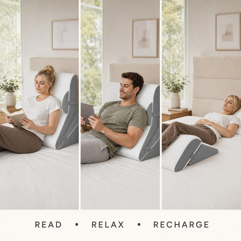 Somneva™ Incline Set — 3-Piece Bed Wedge Pillow System
