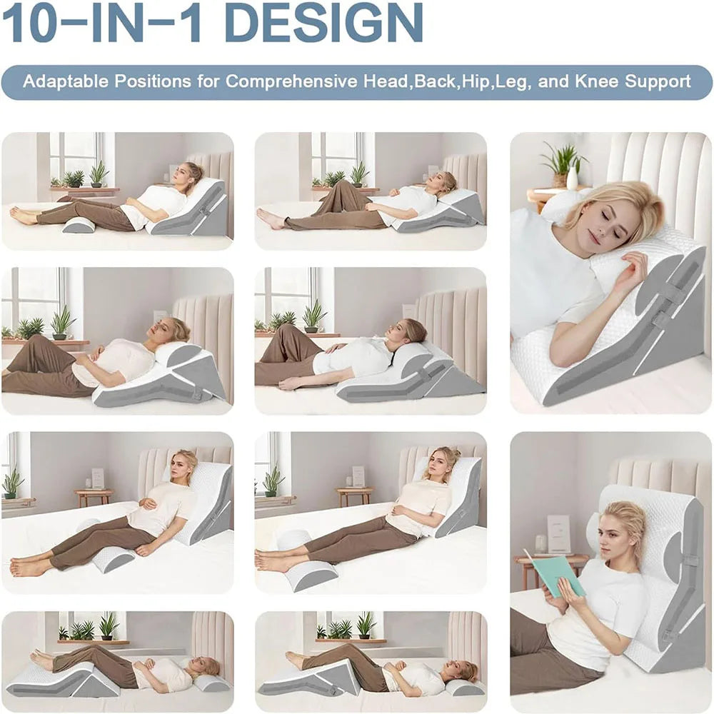 Ten suggested configurations for the adjustable wedge pillow system